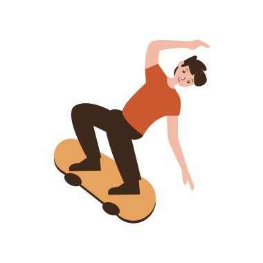 Beyaz bir yüzeyde kaykay süren bir adam.