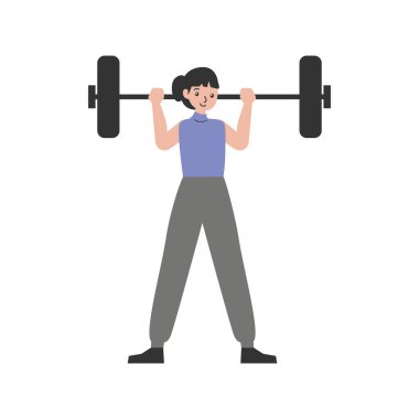 Bir adam omuzlarında halter kaldırıyor.
