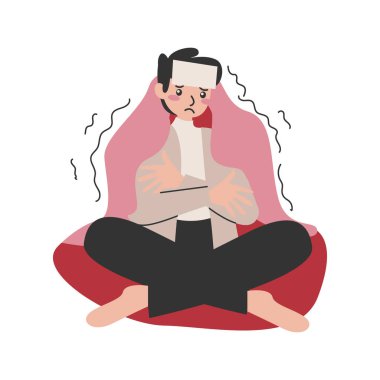 Kollarını kavuşturmuş kırmızı bir sandalyede oturan bir adam.