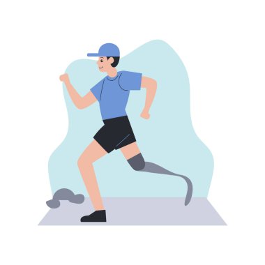 Beyzbol şapkalı bir adam koşuyor.