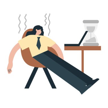 Bir adam sandalyede oturuyor, ayakları masanın üstünde.