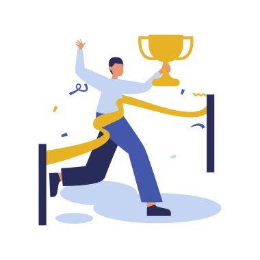 Elinde kupayla koşan bir adam.