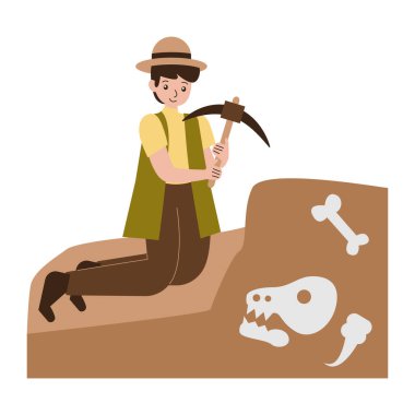 Kazmalı ve kafataslı bir adam.