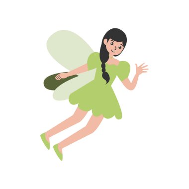 Yeşil peri kostümü giymiş bir kadın.