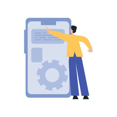 Tabletteki bir belgeyi gösteren bir adam.