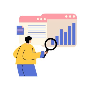 Büyüteç tutan bir adam grafiğe bakıyor.