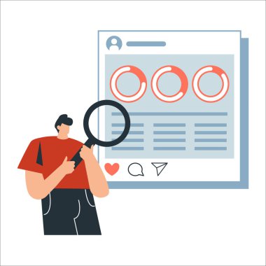 Elinde büyüteçle sayfaya bakan bir adam.