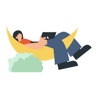 Tekne vektör çiziminde oturan birbirine aşık çift