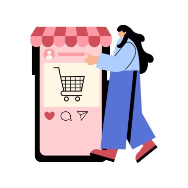 akıllı telefon vektör çizim tasarım ile online alışveriş