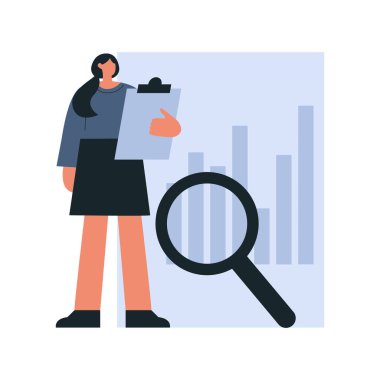 büyüteç vektör illüstrasyon tasarımı ile iş kadını