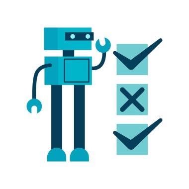 Kontrol listesi olan robot izole edilmiş ikon vektör illüstrasyon tasarımı