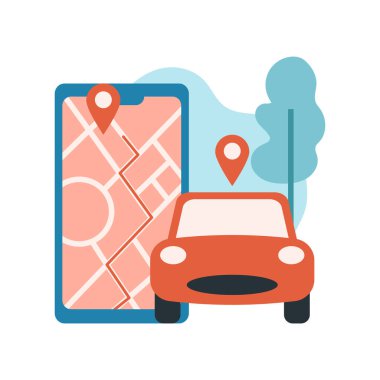 Araba simgesi vektör illüstrasyon tasarımlı harita