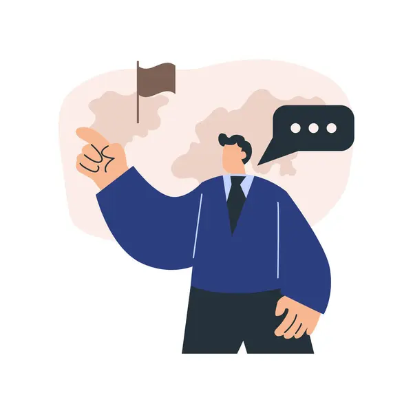 İş adamı konuşma balonu vektör çizimi tasarımı ile konuşuyor