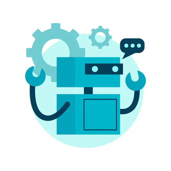 Dişliler izole edilmiş simgeye sahip robot