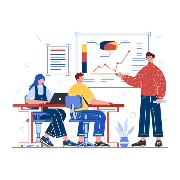 İş ekibi ve ofiste çalışanlar.