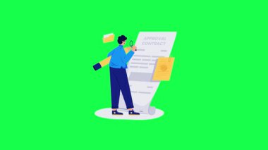 Belgesi olan bir iş adamı. Düz dizayn. vektör