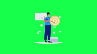 Çantası olan bir iş adamı. İş başarısı. vektör illüstrasyonu.