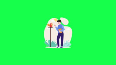 Yeşil arka planda yeşil yaprağı olan mutlu bir ailenin vektör çizimi