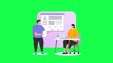 Ofisteki insanlar dizüstü bilgisayarla çalışıyor. Bilgisayarda çalışan iş adamları, ofis masası, vektör illüstrasyonu