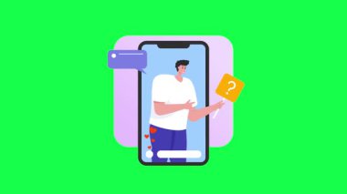Akıllı telefon vektör tasarımlı cep telefonu kullanan adam