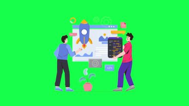 İş adamları proje üzerinde çalışıyor. vektör illüstrasyonu