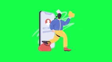 Satın almak için cep telefonu kullanan bir adamla çevrimiçi alışveriş kavramı.