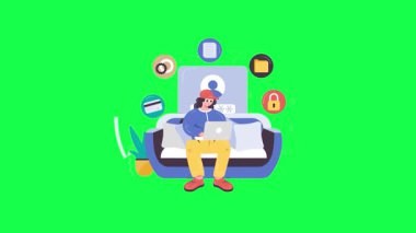 Online ödeme servisi. Bilgisayarla online alışveriş. düz vektör illüstrasyonu.