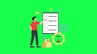 Paket kutularıyla online teslimatçı. vektör düz illüstrasyon.