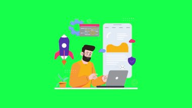 Dizüstü bilgisayarla çalışan iş adamı konsepti