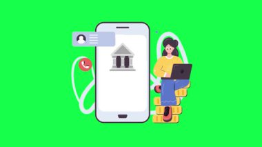 İnsanlarla cep telefonu. Düz dizayn. vektör illüstrasyonu