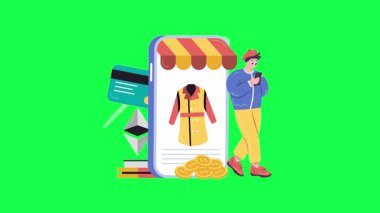 İnternetten alışveriş, internet mağazası, mobil uygulama, mobil uygulama, web pankartı. düz vektör çizimi beyaz arkaplanda izole edildi.