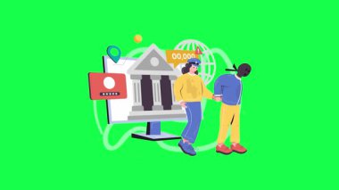 Bilgisayarı ve akıllı telefonu olan insanların internet bankacılığı kavramı.