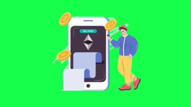 Cep telefonu ve cep telefonu ödemesi olan genç adam..