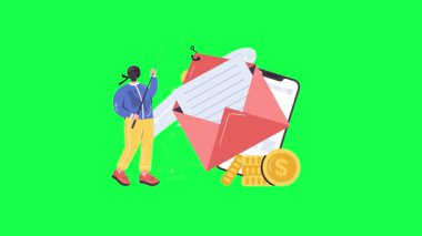 Elinde kese kağıdı ve para tutan adam. Ödeme, alışveriş, çevrimiçi bankacılık veya internet, e - ticaret, e - ticaret veya İnternet alışverişi