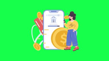 Mobil banka çevrimiçi ödeme. vektör illüstrasyonu.