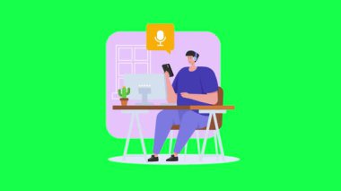 Akıllı telefonu ve bilgisayarı olan bir adam. Online iletişim. İnternet iletişim konsepti. Modern düz tasarım. vektör illüstrasyonu.