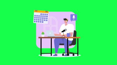 Hastane odasında dizüstü bilgisayarı olan bir doktor. Tıbbi danışmanlık, sağlık hizmeti konsepti. vektör illüstrasyonu.