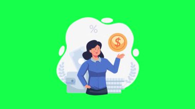 Para ve para tutan kadın. Bir adamın vektör düz çizimi.