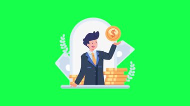 Para ve dolar işareti olan bir adam.