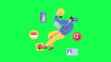 Vektör çizimi. Bir adam cep telefonu kullanıyor..