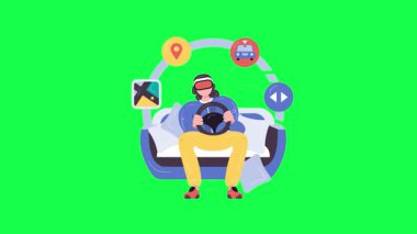 Vektör çizimi. Bir kadın araba kullanıyor.