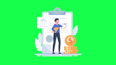 Dolar sembolü ve akıllı telefonu olan bir iş adamı.