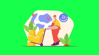 düz karakter vektör çizim.