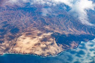 Desert Dunes of fuerteventura Canary Islands Spain from hight altitude clipart