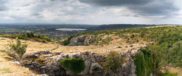 Une Vue Panoramique Paysage Des Gorges Cheddar Dans Les Collines — Photo