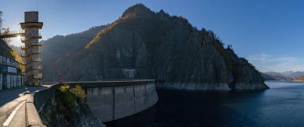 Вид Водохранилище Плотину Озера Видрару Горах Фагарас Центральной Румынии — стоковое фото