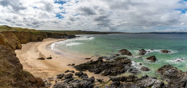 Uitzicht Het Strand Van Gwithian Met Tropisch Turquoise Oceaanwater Cornwall — Stockfoto