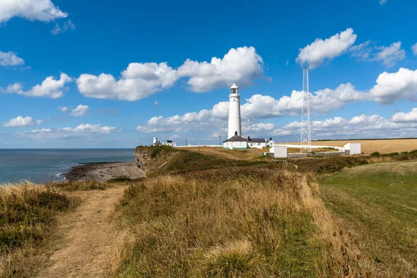 Widok Latarnię Morską Nash Point Wybrzeże Monknash Południowej Walii — Zdjęcie stockowe