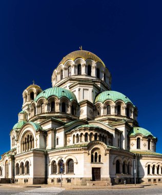 Sofya, Bulgaristan - 30 Ekim 2022: Sofya 'daki Saint Alexander Nevsky Katedrali' nin manzarası