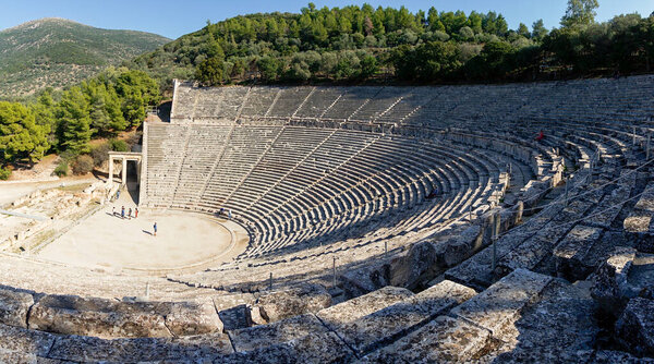 Epidauros, Greece - 9 November, 2022: view of the ancient theatre of Epidauros in southern Greece